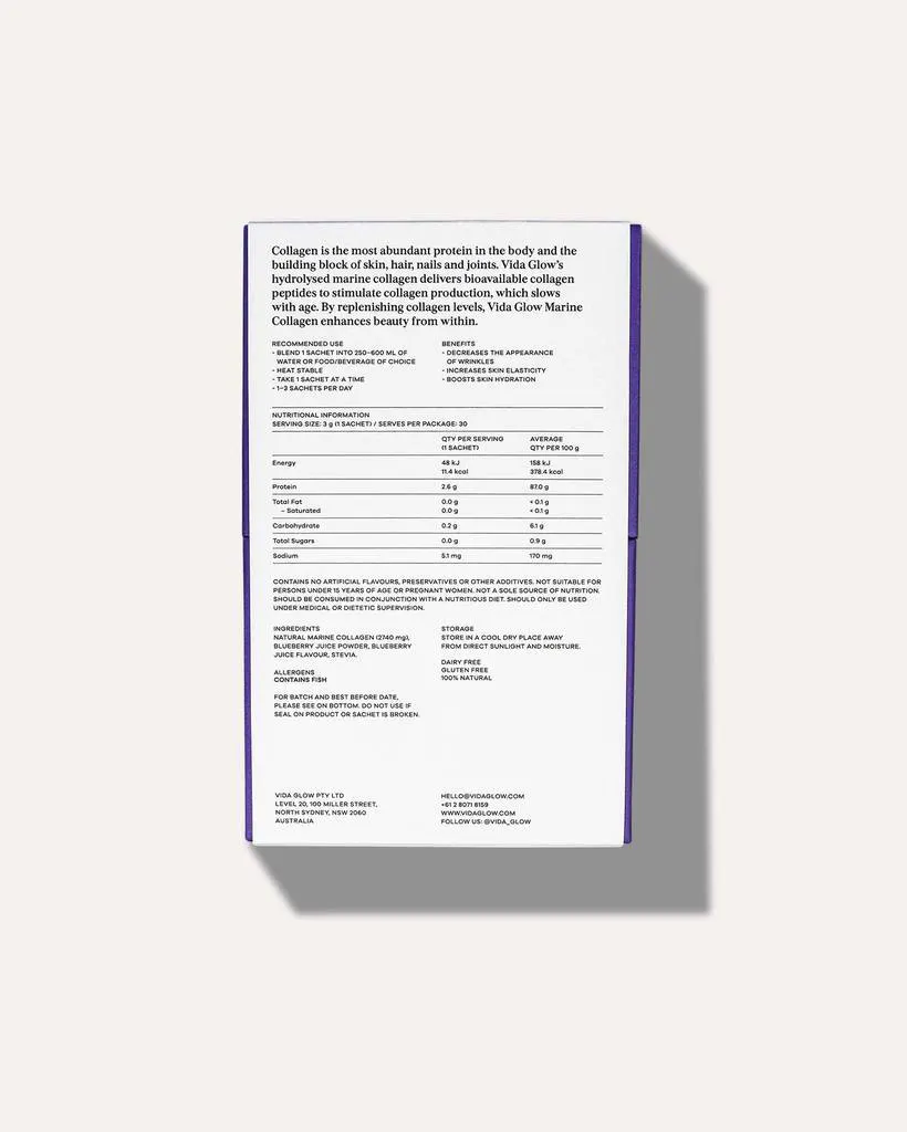 Vida Glow Marine Collagen Blueberry 30 x 3g, view 5