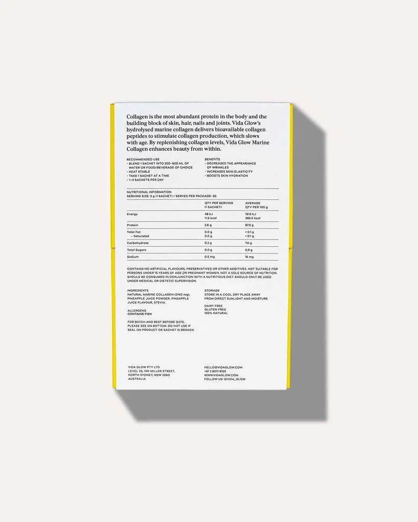 Vida Glow Marine Collagen Pineapple 30 x 3g, view 3