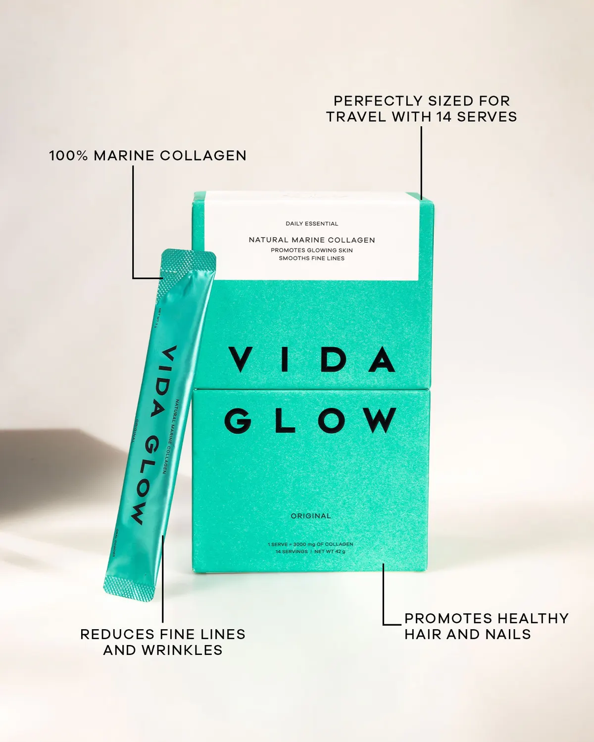 Vida Glow Natural Marine Collagen Trial Pack - 14 Serves, view 3