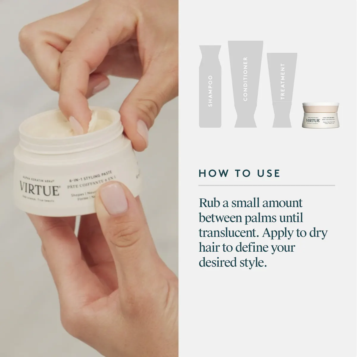 Virtue 6-In-1 Styling Paste 50ml, view 6