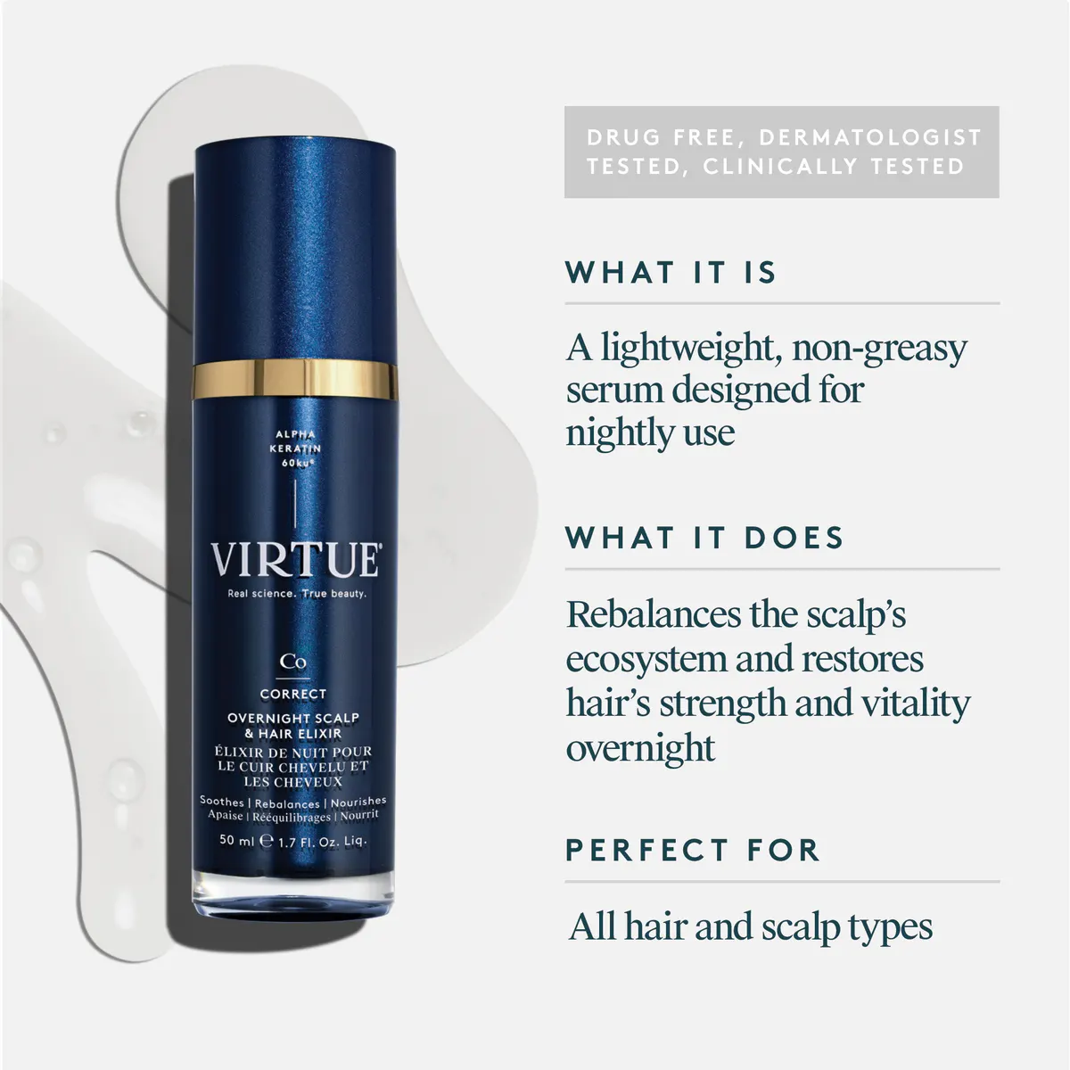 Virtue Overnight Scalp & Hair Elixir 50ml, view 3