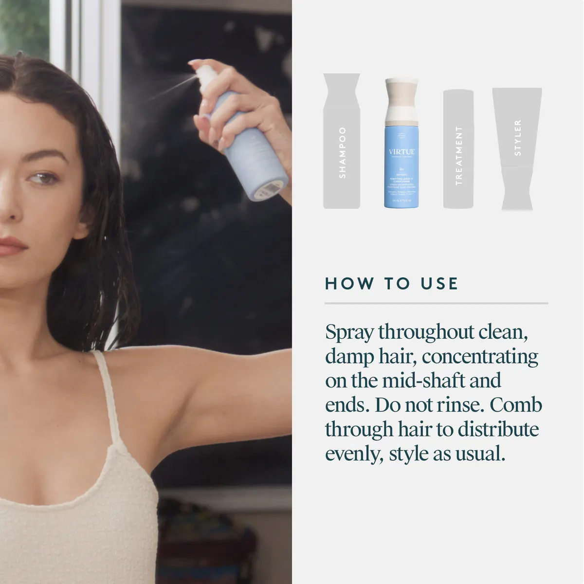 Virtue Refresh Purifying Leave-in Conditioner 150g, view 6