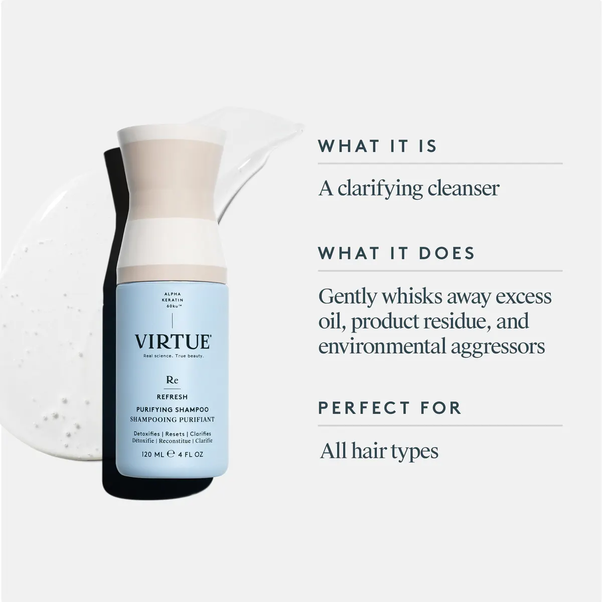 Virtue Refresh Purifying Shampoo 120g, view 3