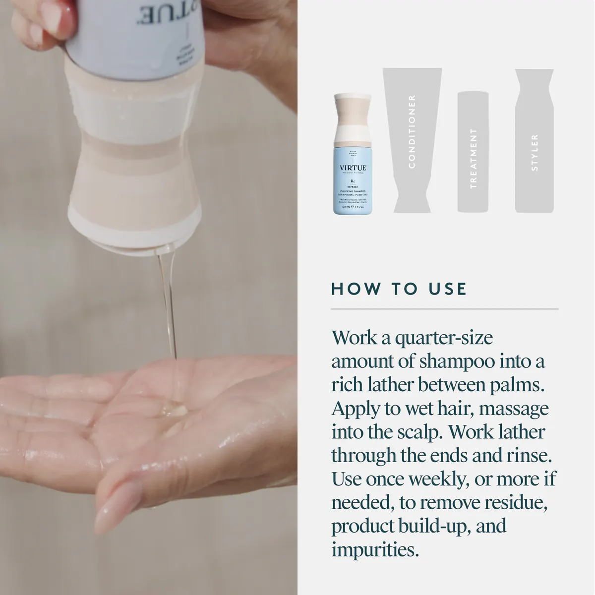 Virtue Refresh Purifying Shampoo 120g, view 6