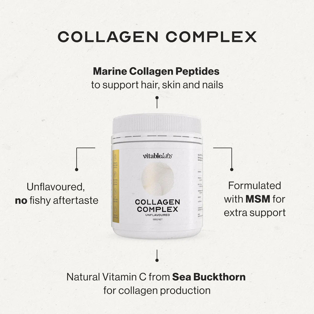 VitableLabs Collagen Complex 186g - 30 serves, view 2