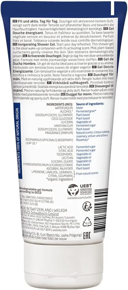 Weleda For Men Active Fresh Invigorating Shower Gel 200ml, view 3