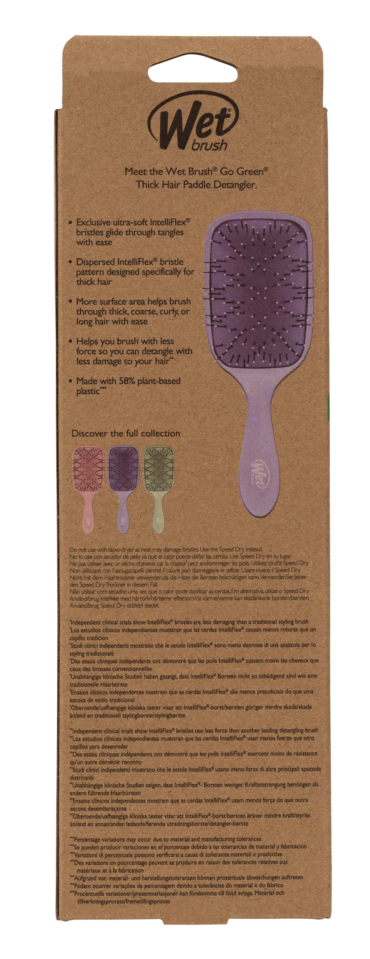 Wet Brush Go Green Thick Hair Paddle - Purple, view 5
